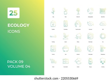 Colección de iconos de ecología. Establecer la línea vectorial con elementos para conceptos móviles y aplicaciones web. Colección de iconos modernos.