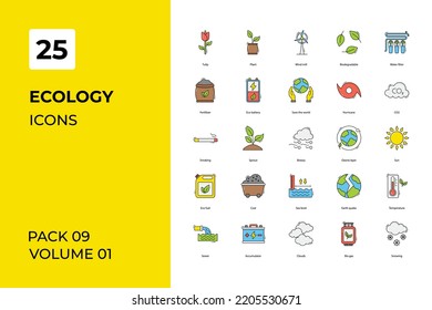 Ecology icons collection. Set vector line with elements for mobile concepts and web apps. Collection modern icons.