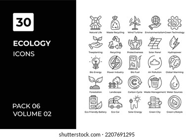 Ecology icons collection. Set vector line with elements for mobile concepts and web apps. Collection modern icons.