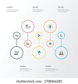 Ecology icons colored line set with wind turbine, paper recycling, fluorescent lightbulb and other harvest elements. Isolated vector illustration ecology icons.