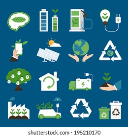 ecology icons flat design, vector