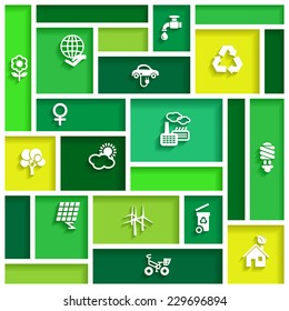 Ecology icons in flat design, vector illustration
