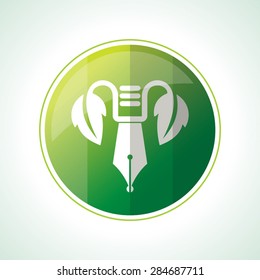 ecology icons with green leaves in vector