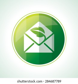 ecology icons with green leaves in vector