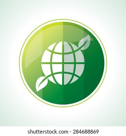 Ecology icons with green leaves in vector