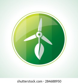 Ecology icons with green leaves in vector