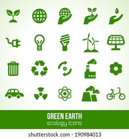 Ecology icons isolated on white. Vector illustration. 