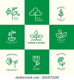 Ecology icons and logo set. Isolated  Vector illustration, Graphic Design Editable For Your Design.