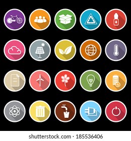 Ecology icons with long shadow, stock vector