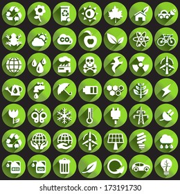 Ecology Icons on Circular Buttons.