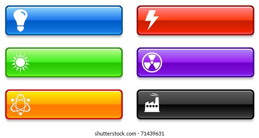 Ecology Icons on Long Button Collection Original Illustration
