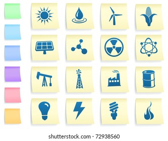 Iconos ecológicos en la colección de papel de notas de publicación Ilustración original