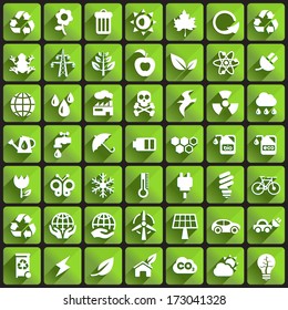 Ecology Icons on Square Buttons.