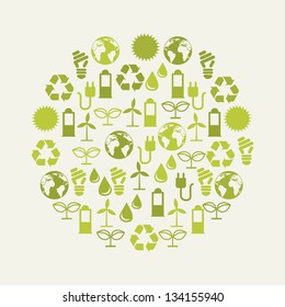 ecology icons over beige background. vector illustration