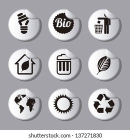 ecology icons over gray background. vector illustration
