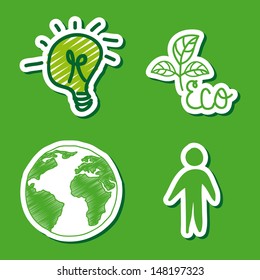 ecology icons over green background vector illustration