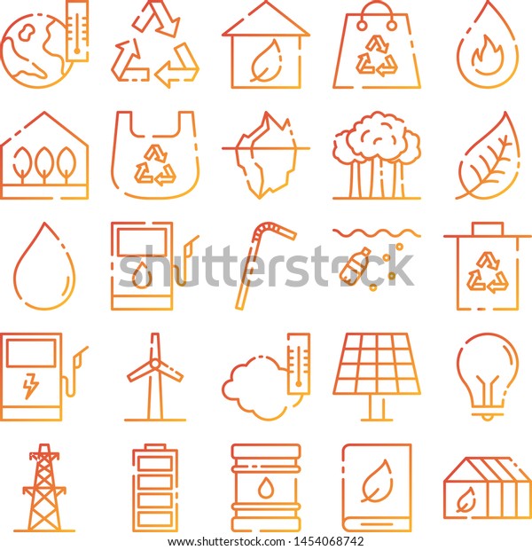 Ecology icons pack. Isolated ecology symbols\
collection. Graphic icons\
element
