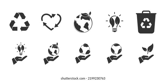 Ecology icons and Recycle icons set, Trash bin, Vector illustration