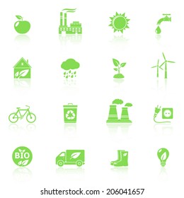 Ecology icons with reflection