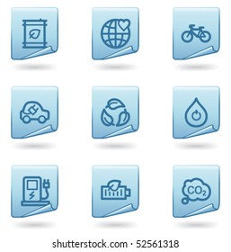Ecology icons set 4, blue sticker series