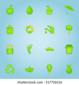 Ecology icons set. Cartoon illustration of 16 ecology vector icons for web