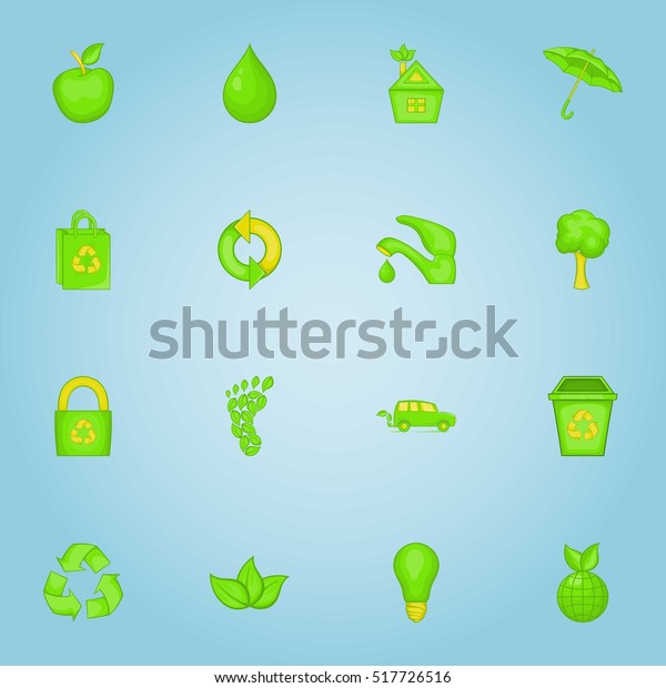 Ecology icons set. Cartoon illustration of 16 ecology\
vector icons for web