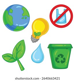  Ecology icons set. Cartoon set of ecology vector icons for web design