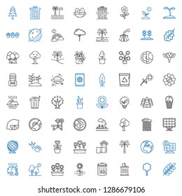 ecology icons set. Collection of ecology with branch, tree, trash, flower, flowers, global warming, solar panel, earth, palm tree, plant. Editable and scalable ecology icons.