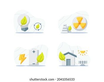 ecology icons set collection package white isolated background with modern cartoon flat style