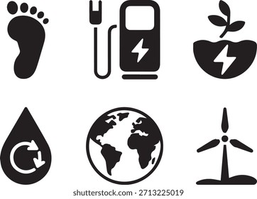 Ecology icons set, eco-friendly vector symbols for environment, sustainability, green energy, recycling, and nature conservation design