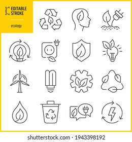 ecology icons set - editable stroke