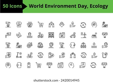 ecology icons set, environment, green	