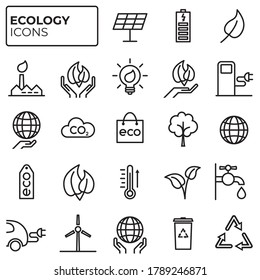 Ecology Icons Set Environment Protection Alternative Stock Vector ...