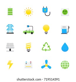 Ecology Icons. Set of Environment Vector Illustration Color Icons Flat Style.