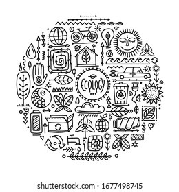 Ecology icons set. Global environment and recycling. Vector illustration