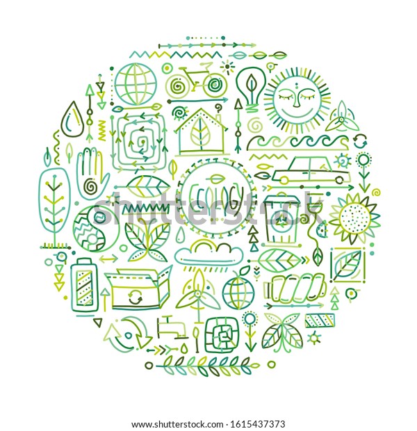 Ecology icons set. Global environment and\
recycling. Vector\
illustration