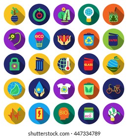 Ecology icons set. Industry symbol. Bio, Eco collection icon in flat design.
