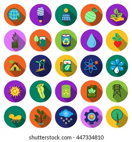 Ecology icons set. Industry symbol. Bio, Eco collection icon in flat design.