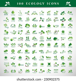 Ecology Icons Set - Isolated On Gray Background - Vector Illustration, Graphic Design Editable For Your Design