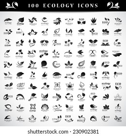 Ecology Icons Set - Isolated On Gray Background - Vector Illustration, Graphic Design Editable For Your Design