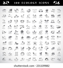 Ecology Icons Set - Isolated On Gray Background - Vector Illustration, Graphic Design Editable For Your Design