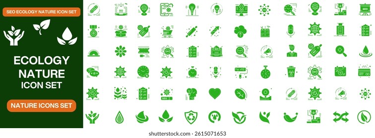 Ecology icons set. Nature, environment, recycle flat icon. Vector illustration