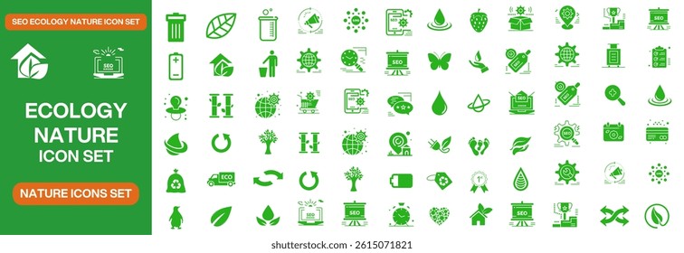 Ecology icons set. Nature, environment, recycle flat icon. Vector illustration