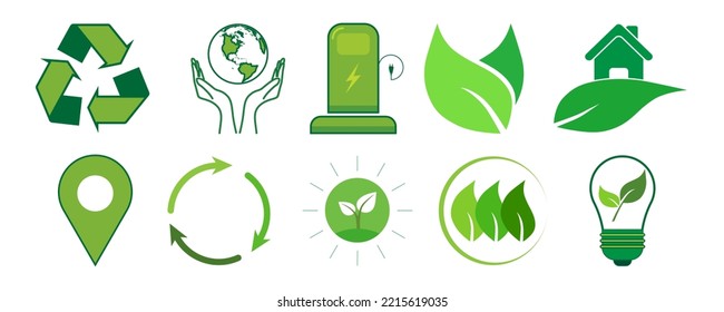 Ecology icons set. Nature icon. Eco green icons. Vector