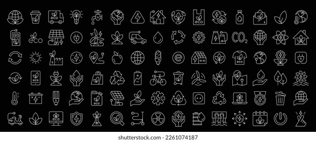 Ecology icons set. Nature icon. Eco green icons. Thin line icon set