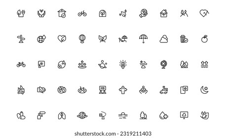 Ecology icons set. Nature icon. Eco green icons.Outline icon .
