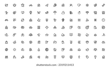 Ecology icons set. Nature icon. Eco green icons.Outline icon .
