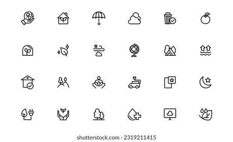 Ecology icons set. Nature icon. Eco green icons.Outline icon .
