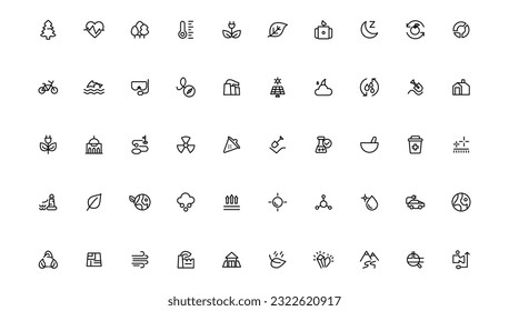 Ecology icons set. Nature icon. Eco green icons.Outline icon .
