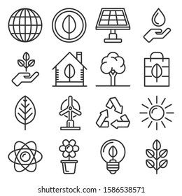 Ecology Icons Set on white Background. Line Style Vector